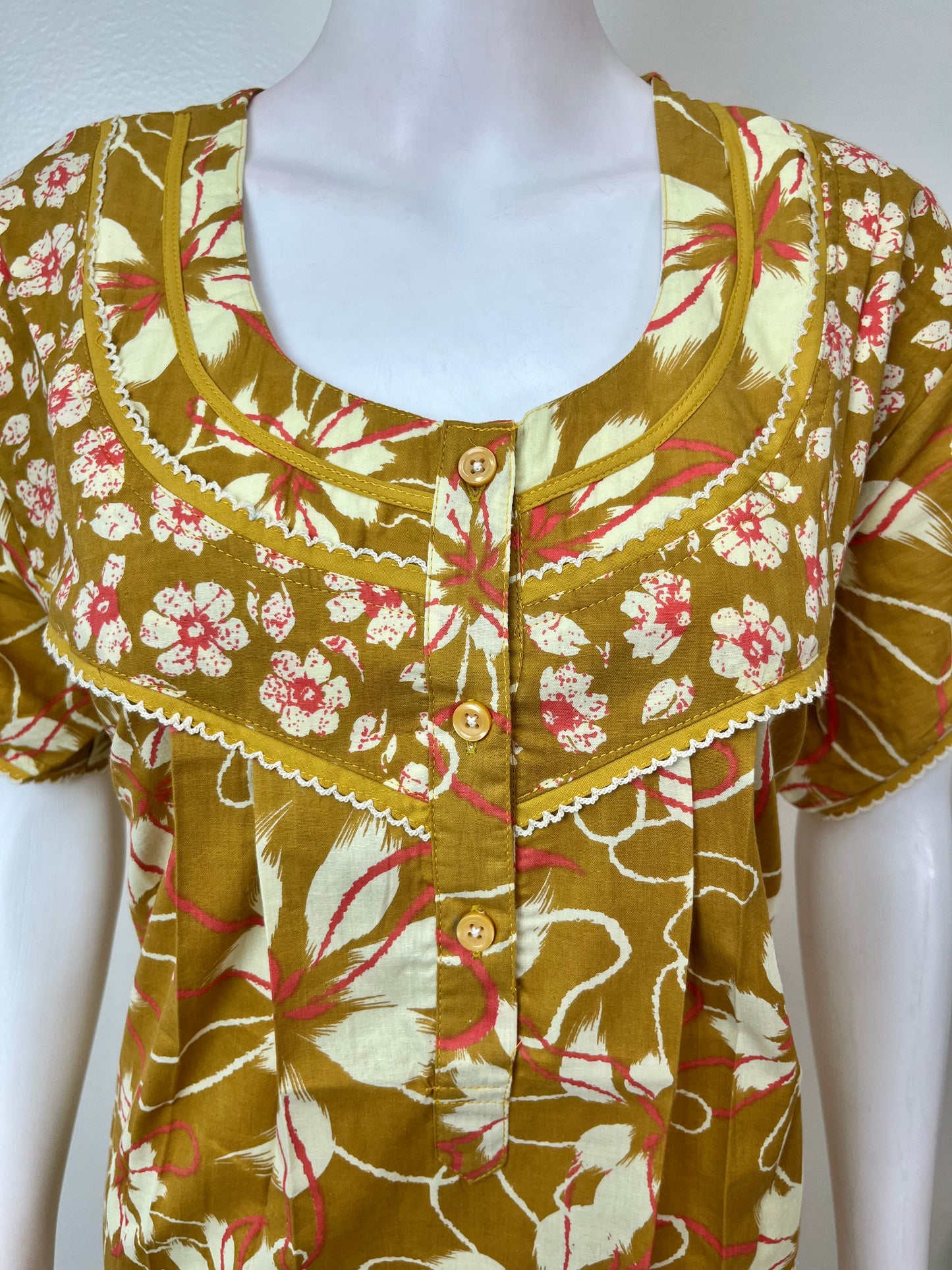Mustard Pure Cotton Nighty for Women