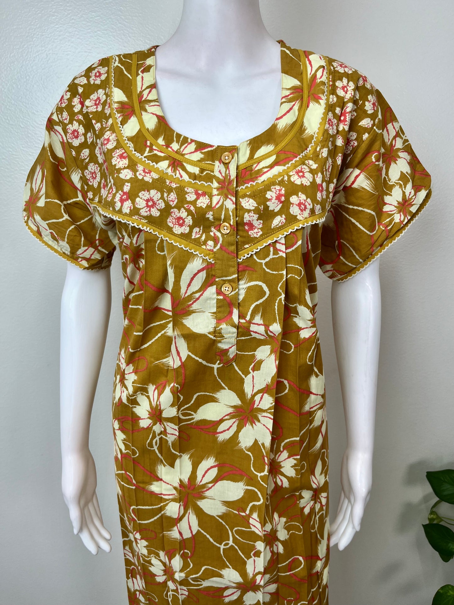 Mustard Pure Cotton Nighty for Women