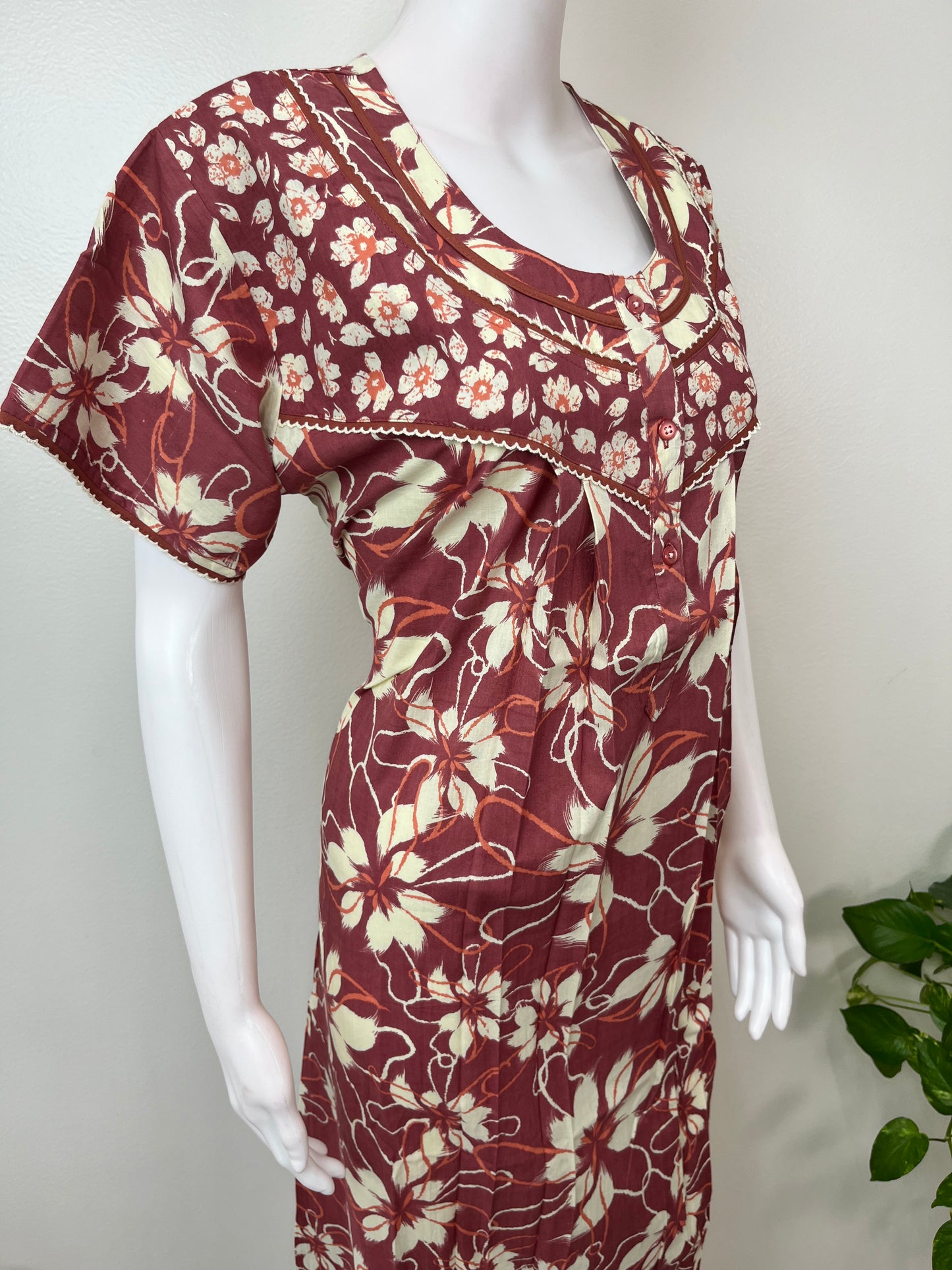 Floral Printed 100% Cotton Nighty for Women