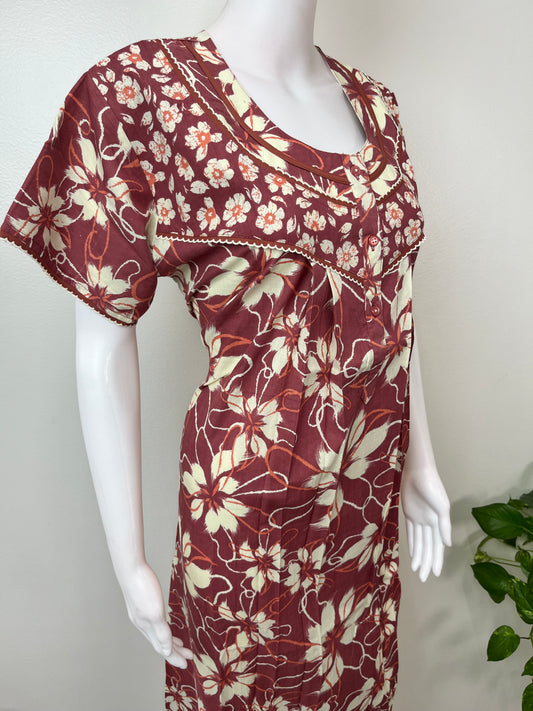 Floral Printed 100% Cotton Nighty for Women