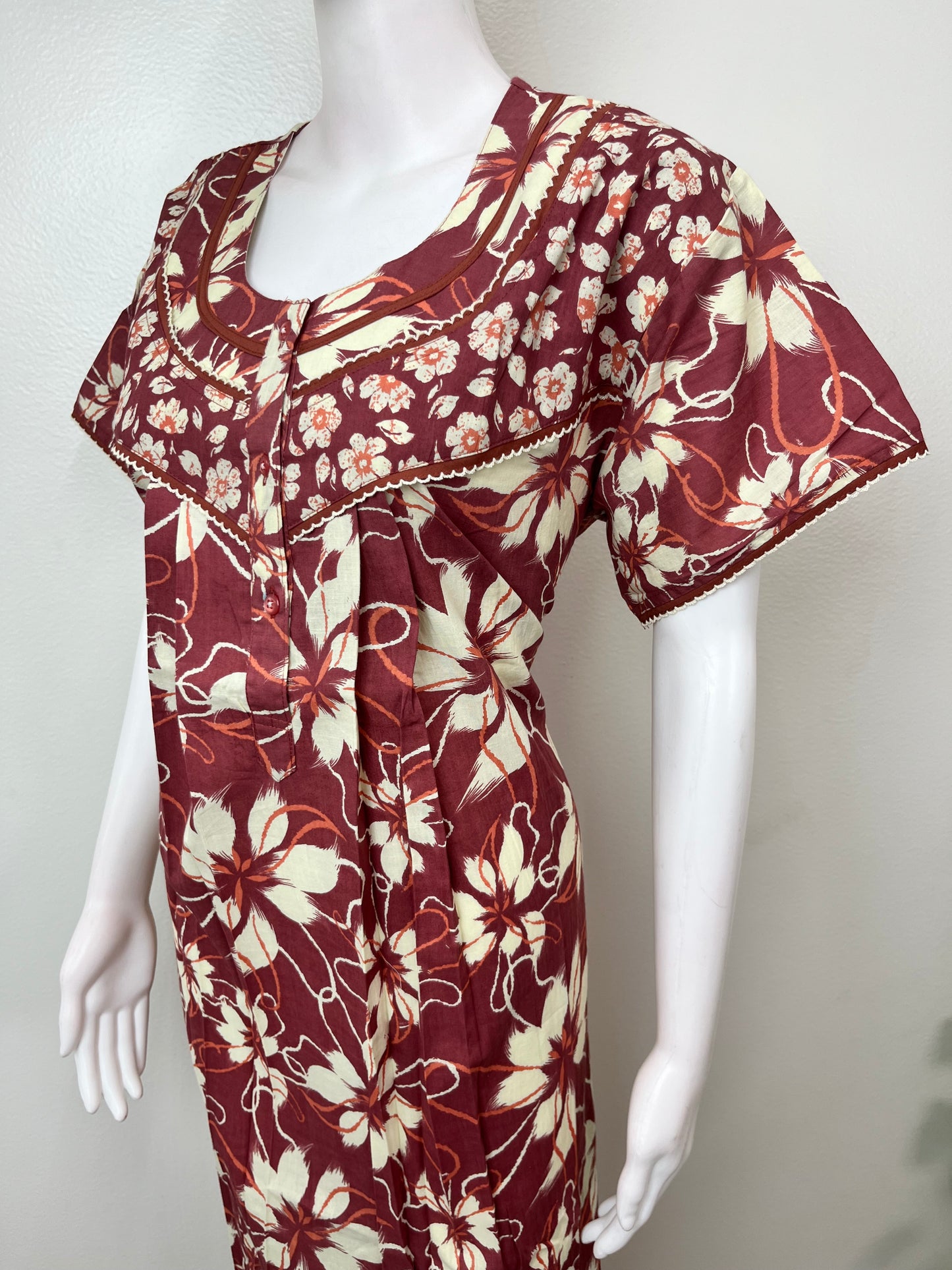 Floral Printed 100% Cotton Nighty for Women
