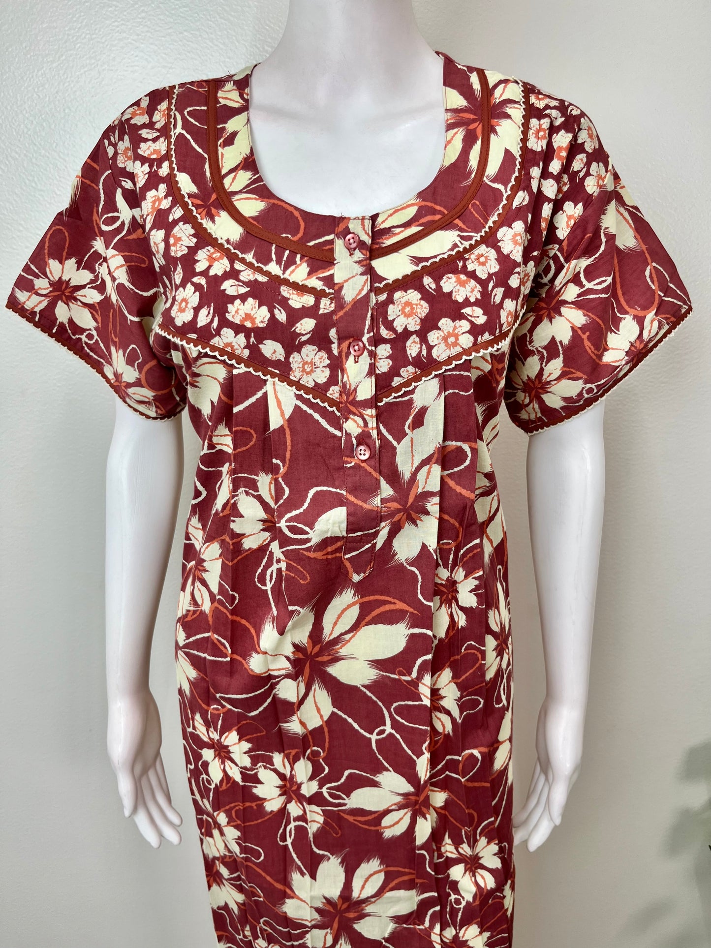 Floral Printed 100% Cotton Nighty for Women