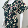 Bottle Green Pleated 100% Cotton Women's Nighty