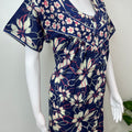 Navy Blue Floral Printed 100% Cotton Nightgown