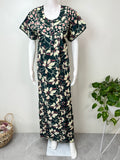 Bottle Green Pleated 100% Cotton Women's Nighty