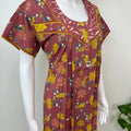 Brown Floral Printed 100% Cotton Nightgown