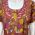 Brown Floral Printed 100% Cotton Nightgown
