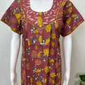 Brown Floral Printed 100% Cotton Nightgown