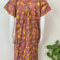 Brown Floral Printed 100% Cotton Nightgown