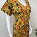 Mustard Pleated Cotton Nighty Elegant & Comfortale