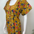 Mustard Pleated Cotton Nighty Elegant & Comfortale