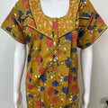 Mustard Pleated Cotton Nighty Elegant & Comfortale