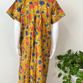 Mustard Pleated Cotton Nighty Elegant & Comfortale