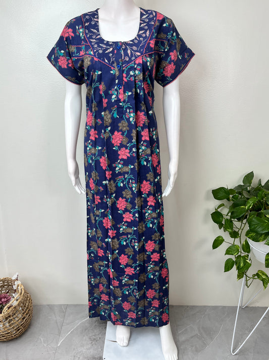 Royal Blue Pure Cotton Nighty