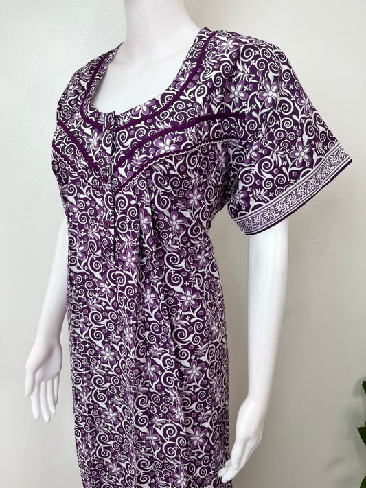 Purple 100% Cotton Nightgown for Women