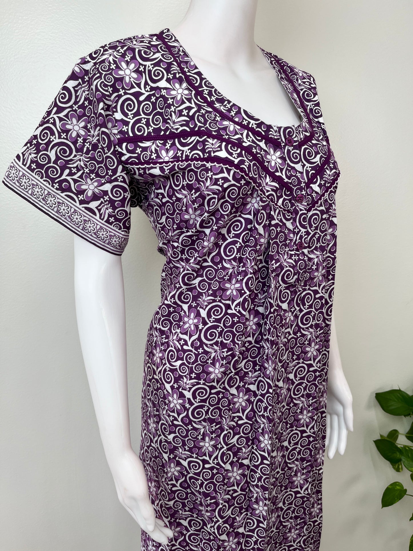 Purple 100% Cotton Nightgown for Women
