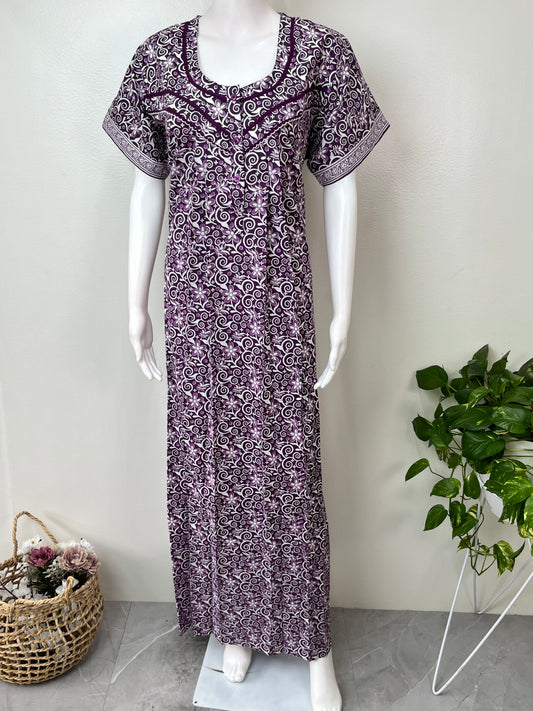 Purple 100% Cotton Nightgown for Women