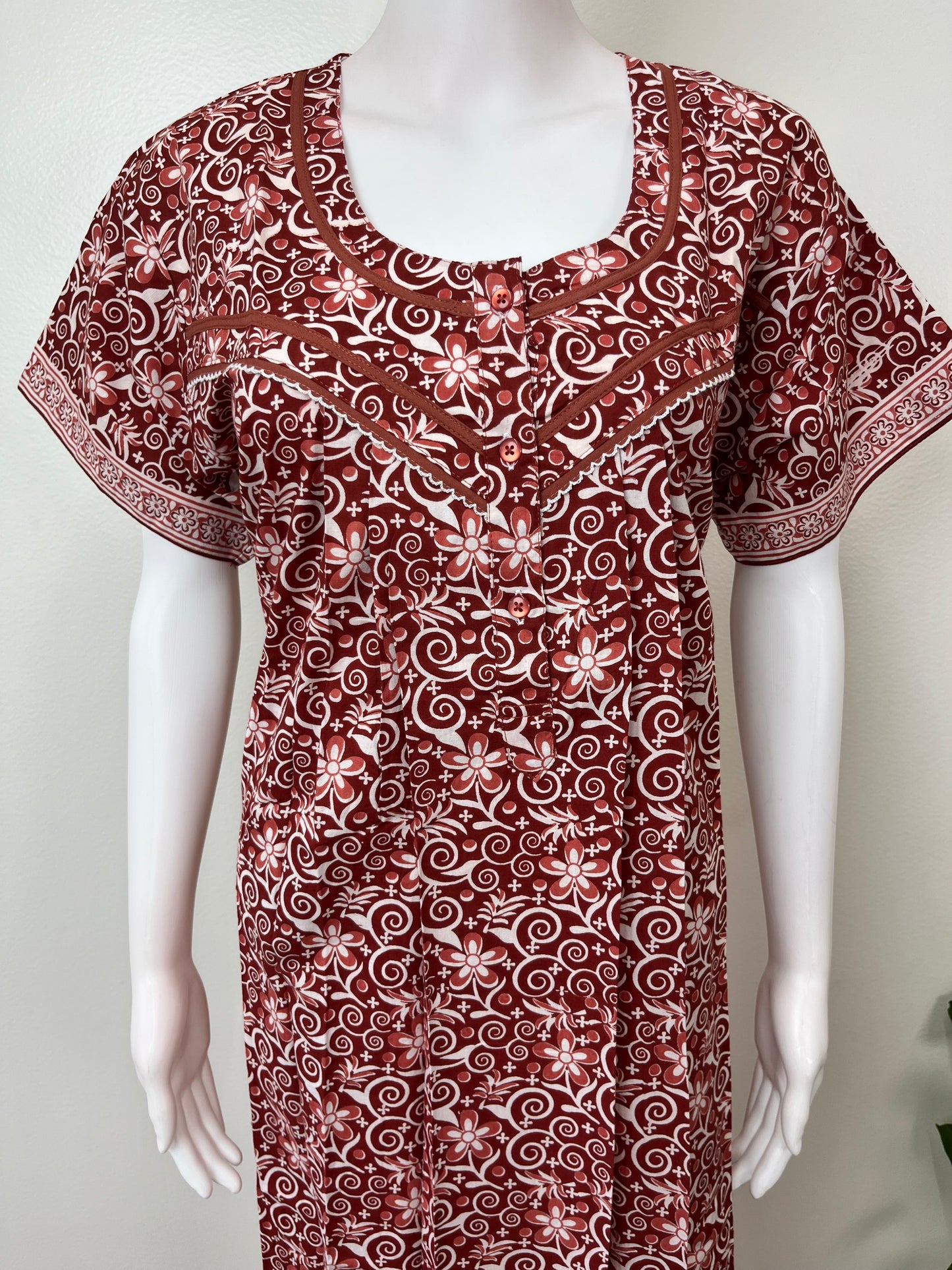 Brown 100% Cotton Women's Nightgown