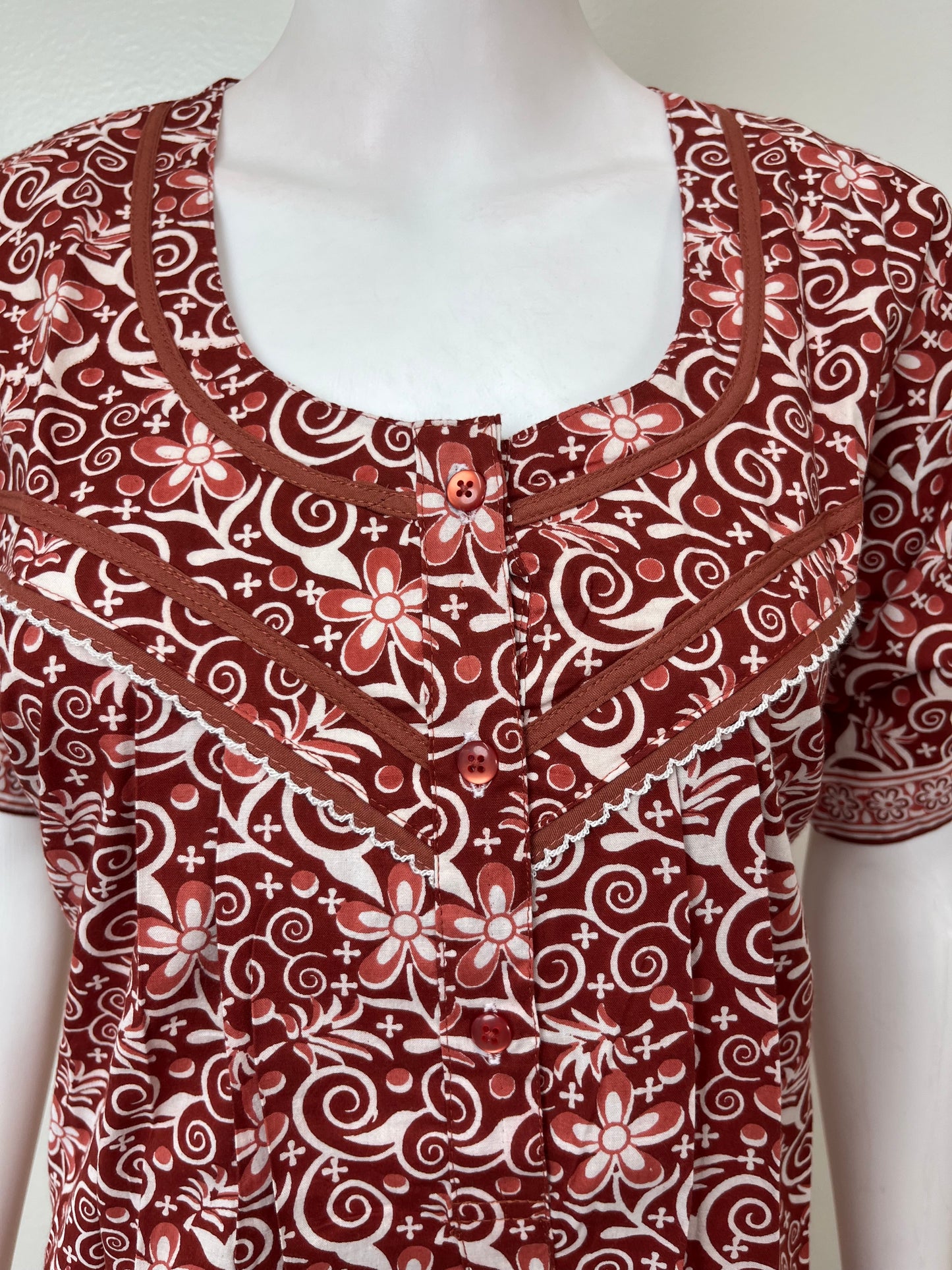 Brown 100% Cotton Women's Nightgown