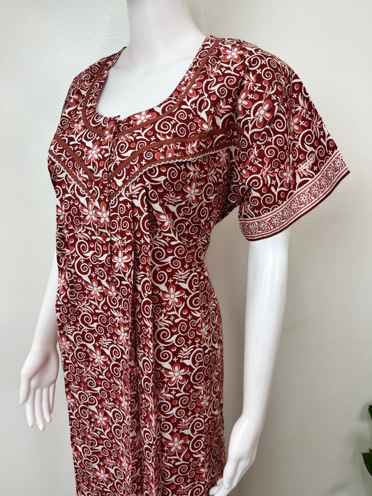 Brown 100% Cotton Women's Nightgown