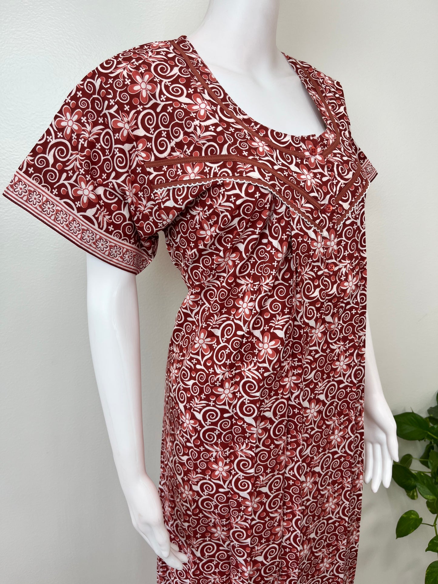 Brown 100% Cotton Women's Nightgown