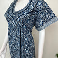 Navy Blue Pleated Style Nightgown for Women