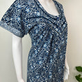Navy Blue Pleated Style Nightgown for Women