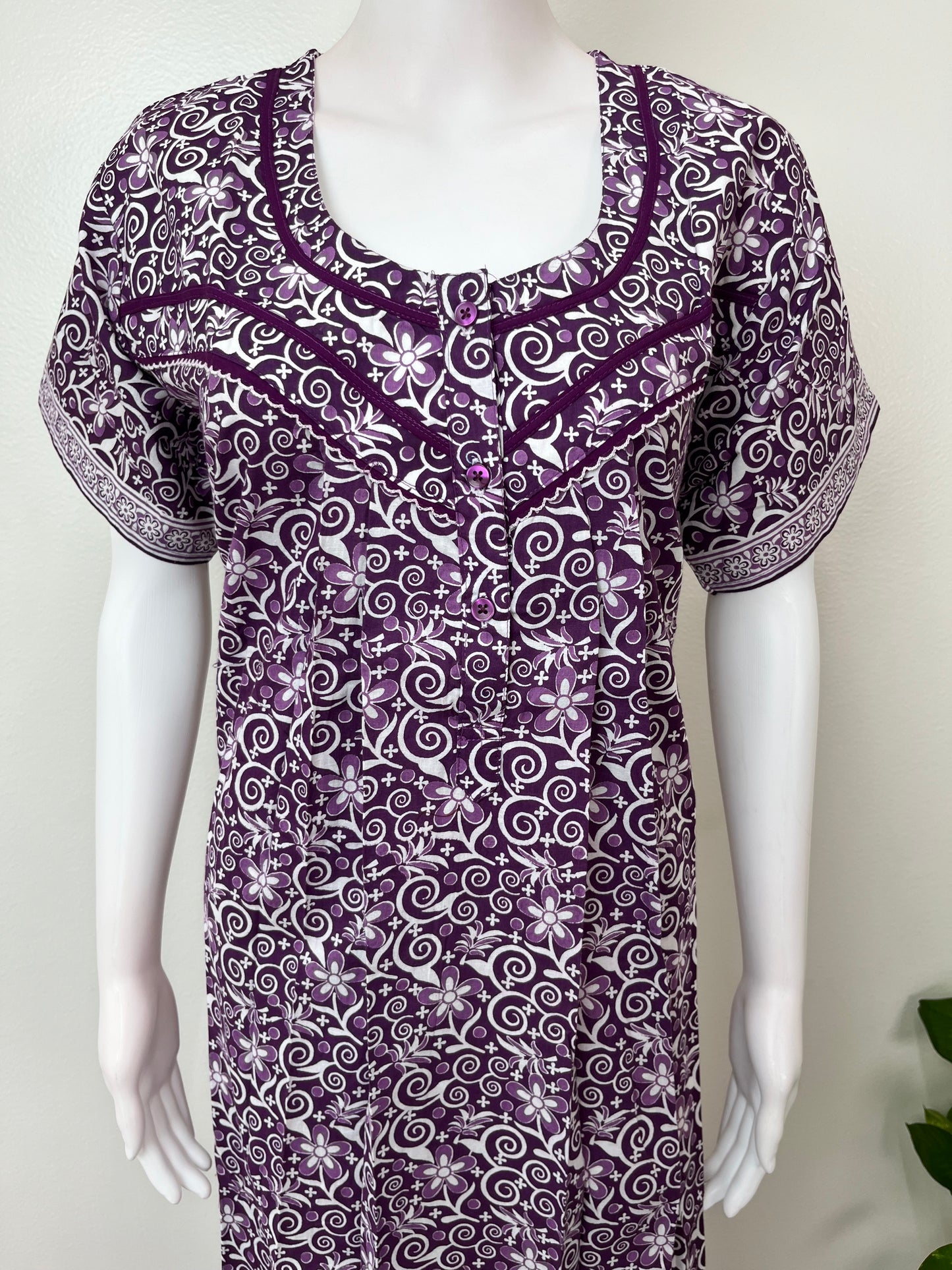 Purple 100% Cotton Nightgown for Women