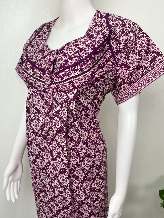 Purple 100% Cotton Women's Nightgown