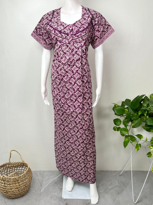 Purple 100% Cotton Women's Nightgown