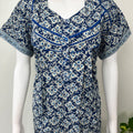 Blue Pure Cotton Nightgown Soft & Comfortable