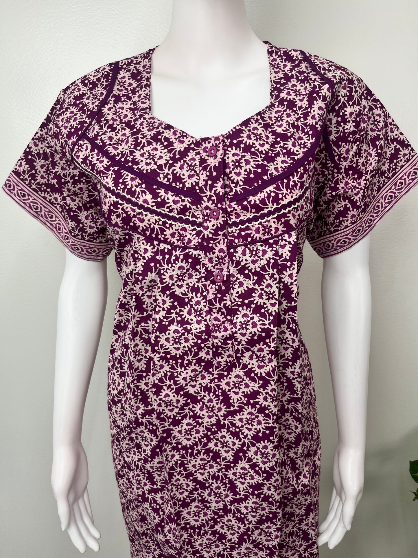 Purple 100% Cotton Women's Nightgown