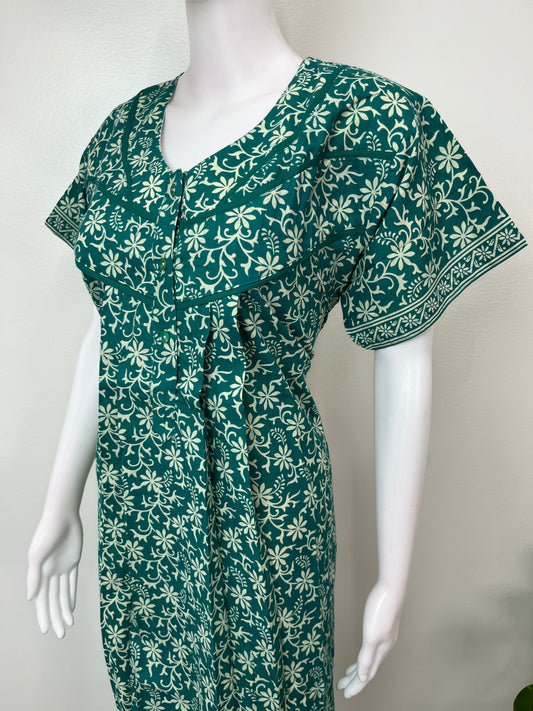 Sea Green Pure Cotton Nighty for Women