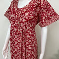 Red Pure Cotton Nightgown Soft & Comfortable