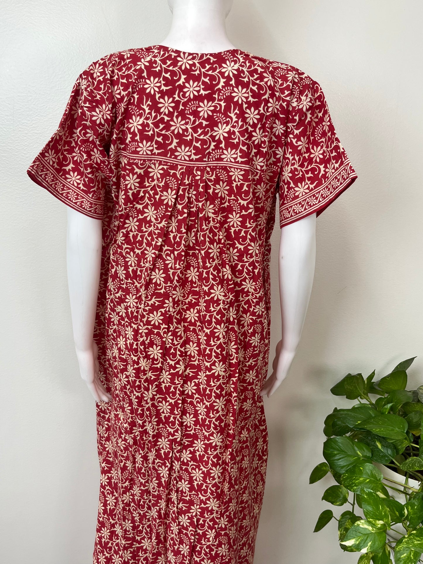 Red Pure Cotton Nightgown Soft & Comfortable