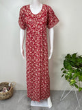 Red Pure Cotton Nightgown Soft & Comfortable