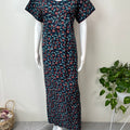 Navy Blue Pleated Style Cotton Nightgown