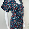 Navy Blue Pleated Style Cotton Nightgown