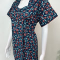 Navy Blue Pleated Style Cotton Nightgown