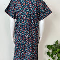 Navy Blue Pleated Style Cotton Nightgown
