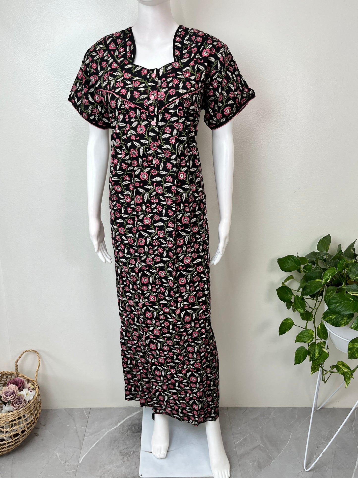Black Pure Cotton Nighty Soft & Comfortable