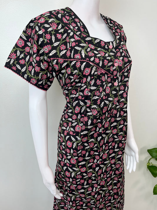 Black Pure Cotton Nighty Soft & Comfortable