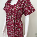 Red Pure Cotton Nightgown Soft & Comfortable