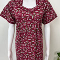 Red Pure Cotton Nightgown Soft & Comfortable