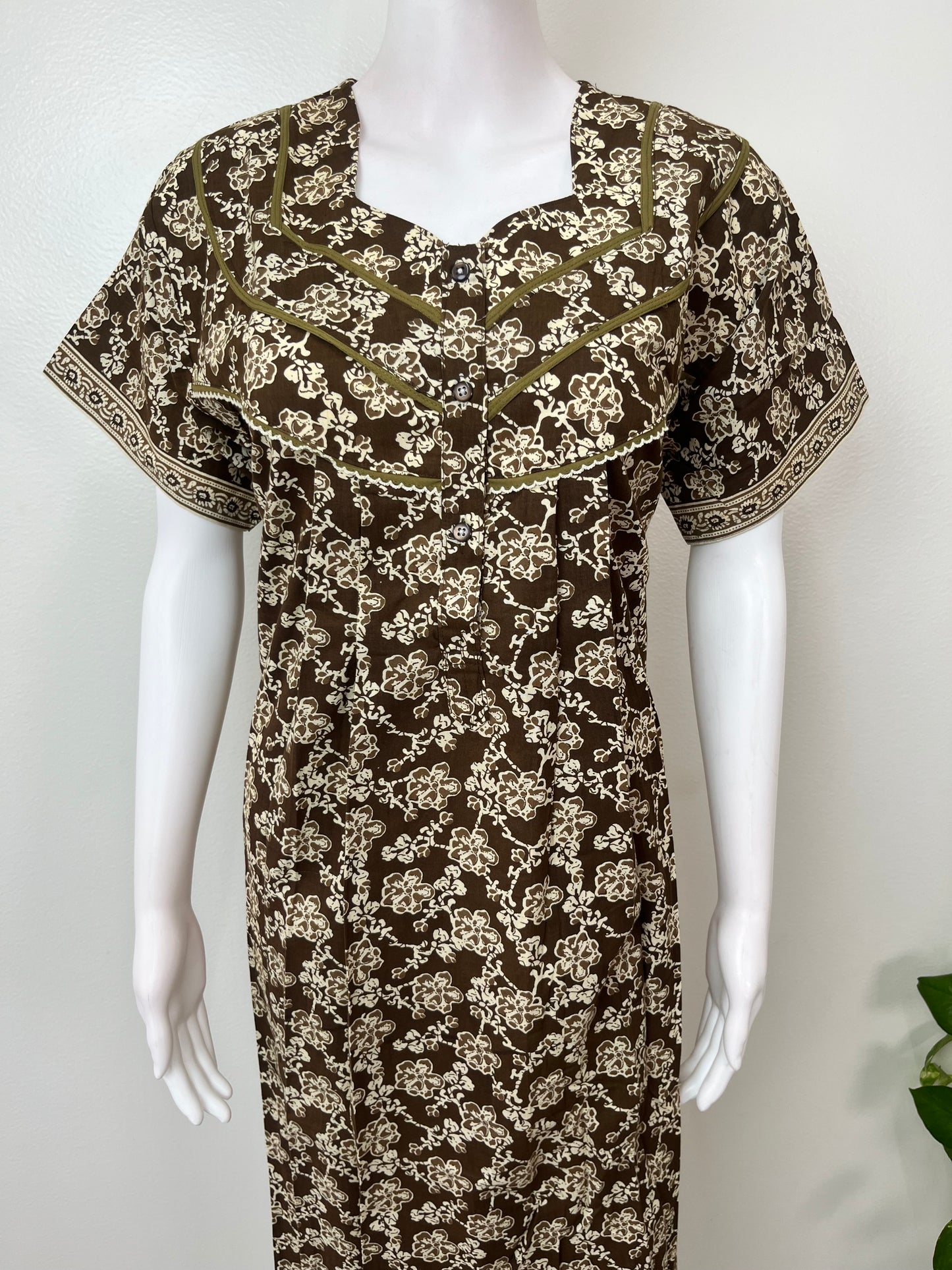 Pleated 100% Cotton Nightgown Soft & Comfortable
