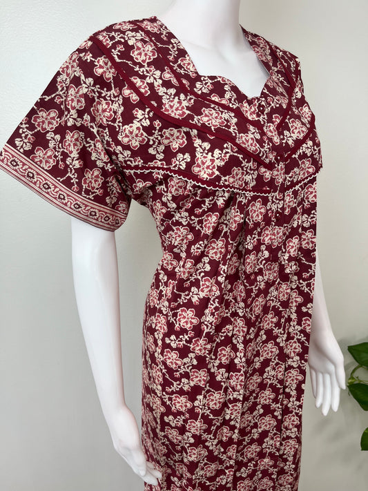 Maroon Pure Cotton Nighty Elegant & Comfortable