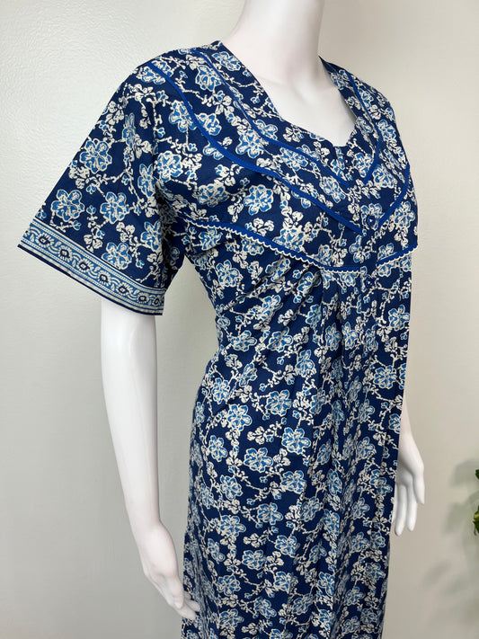 Navy Blue 100% Cotton Women's Nighty