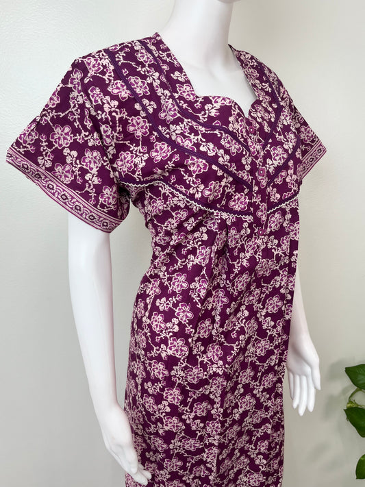 Purple 100% Cotton Nighty for Women