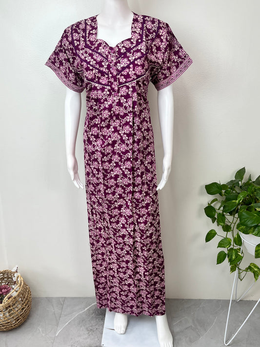 Purple 100% Cotton Nighty for Women