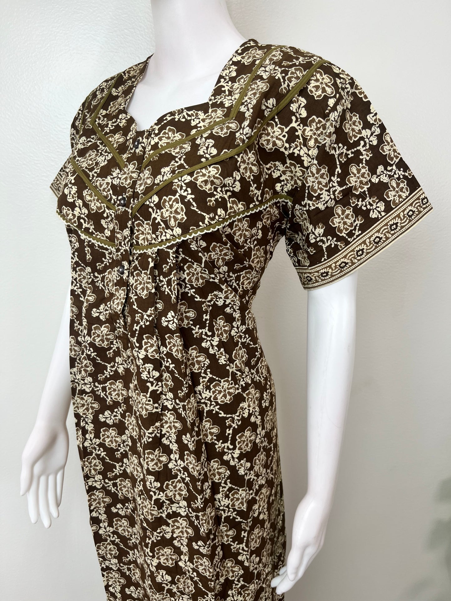 Pleated 100% Cotton Nightgown Soft & Comfortable